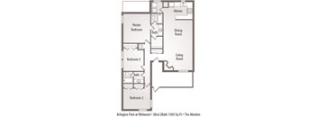 3 Bedroom and 2 Bath Floor Plan at Arlington Park at Wildwood, Georgia, 30067