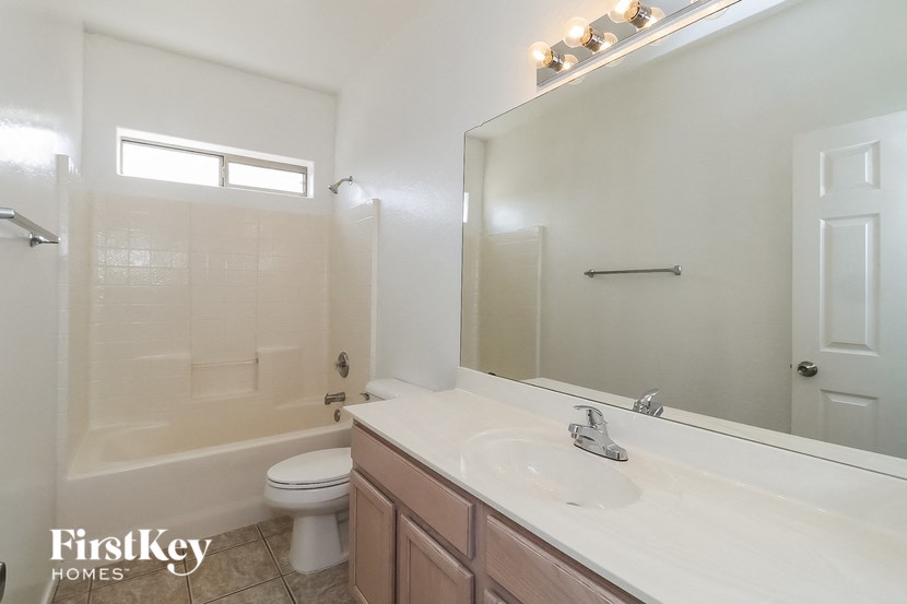 a bathroom with a sink and a toilet and a mirror