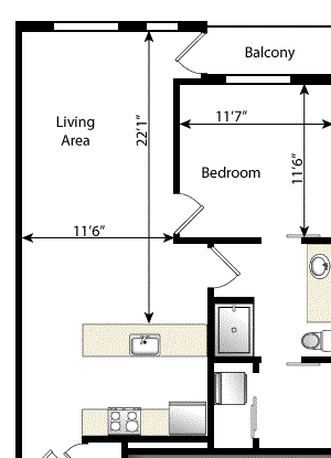 1 Bed 1 Bath B2
