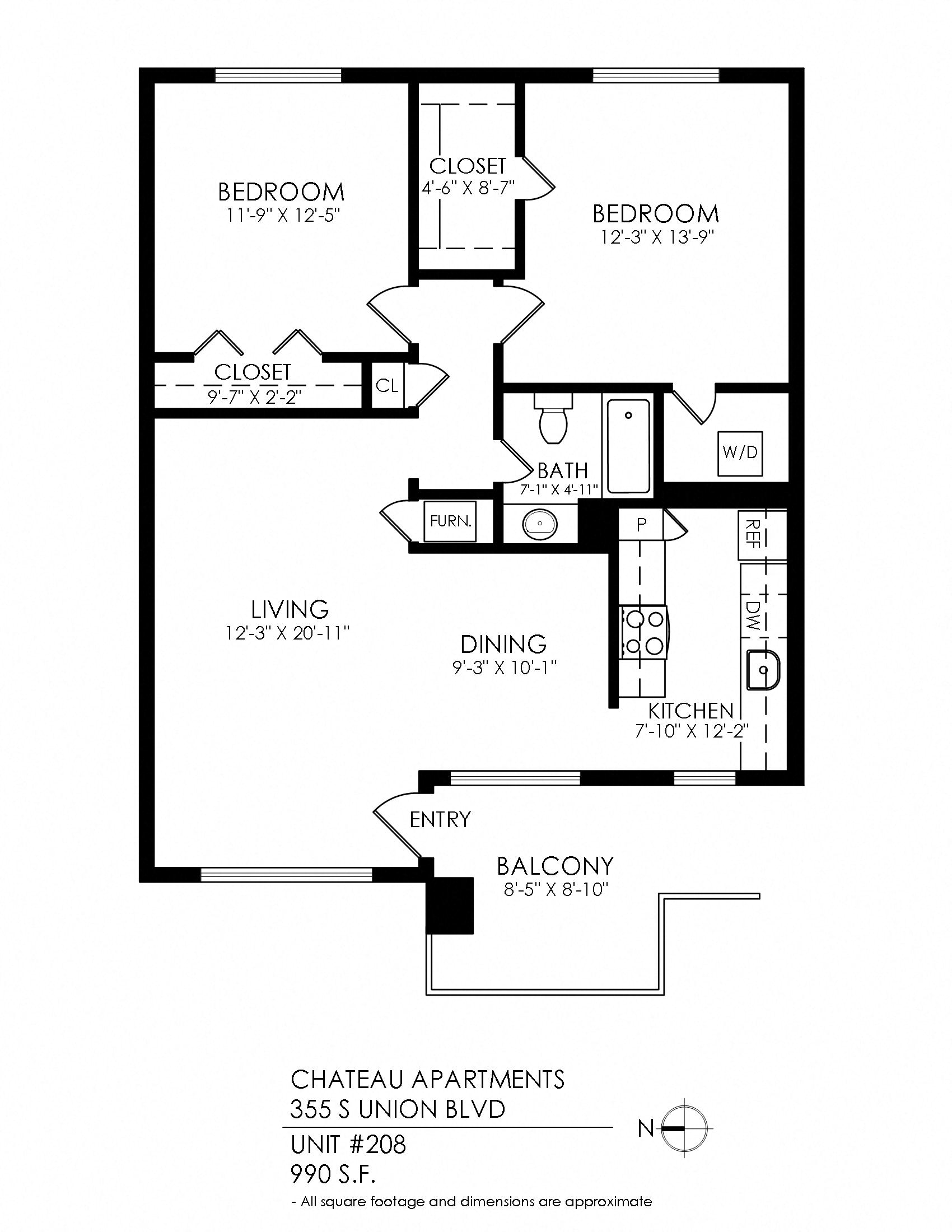 2 Bedroom x 1 ba