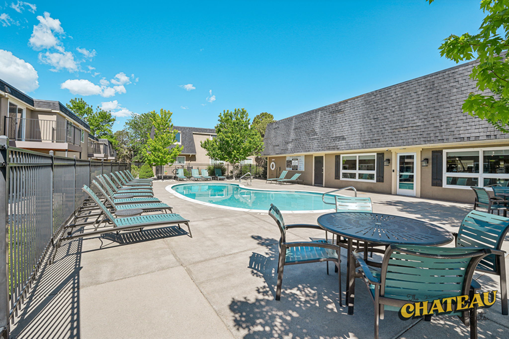 our apartments have a resort style pool and patio