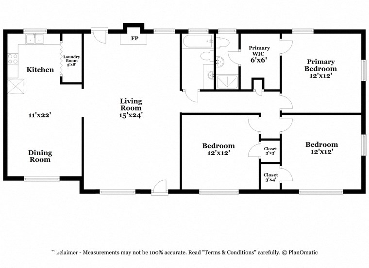 a floor plan of a house with a bedroom and a kitchen