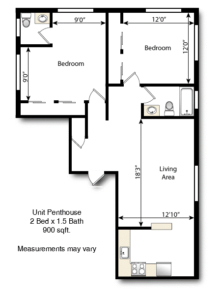 2 Bedroom 1.5 Bath at La Roma Apartments in Denver, CO