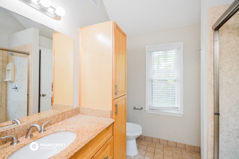 a bathroom with a sink and a mirror and a toilet