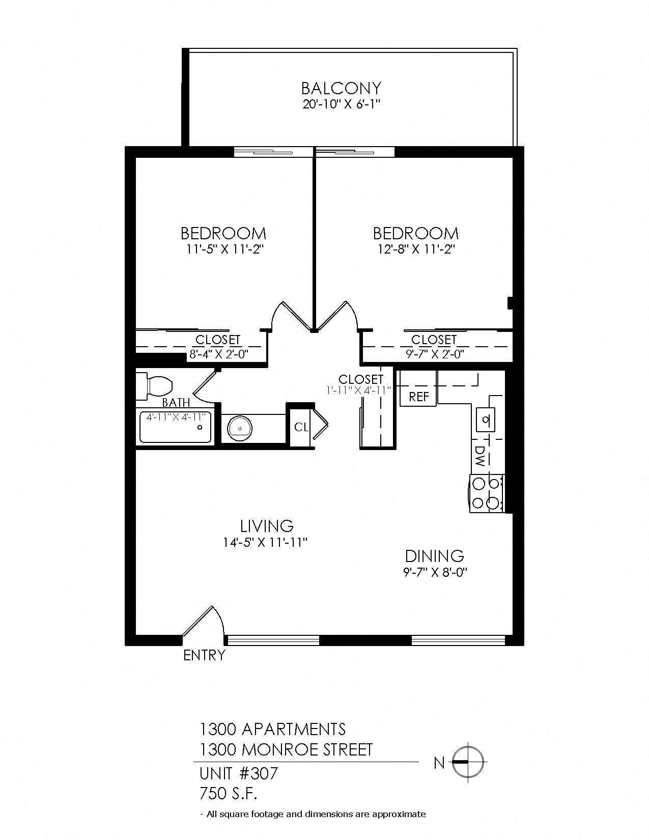 2 Bedrooms, 1 Bath