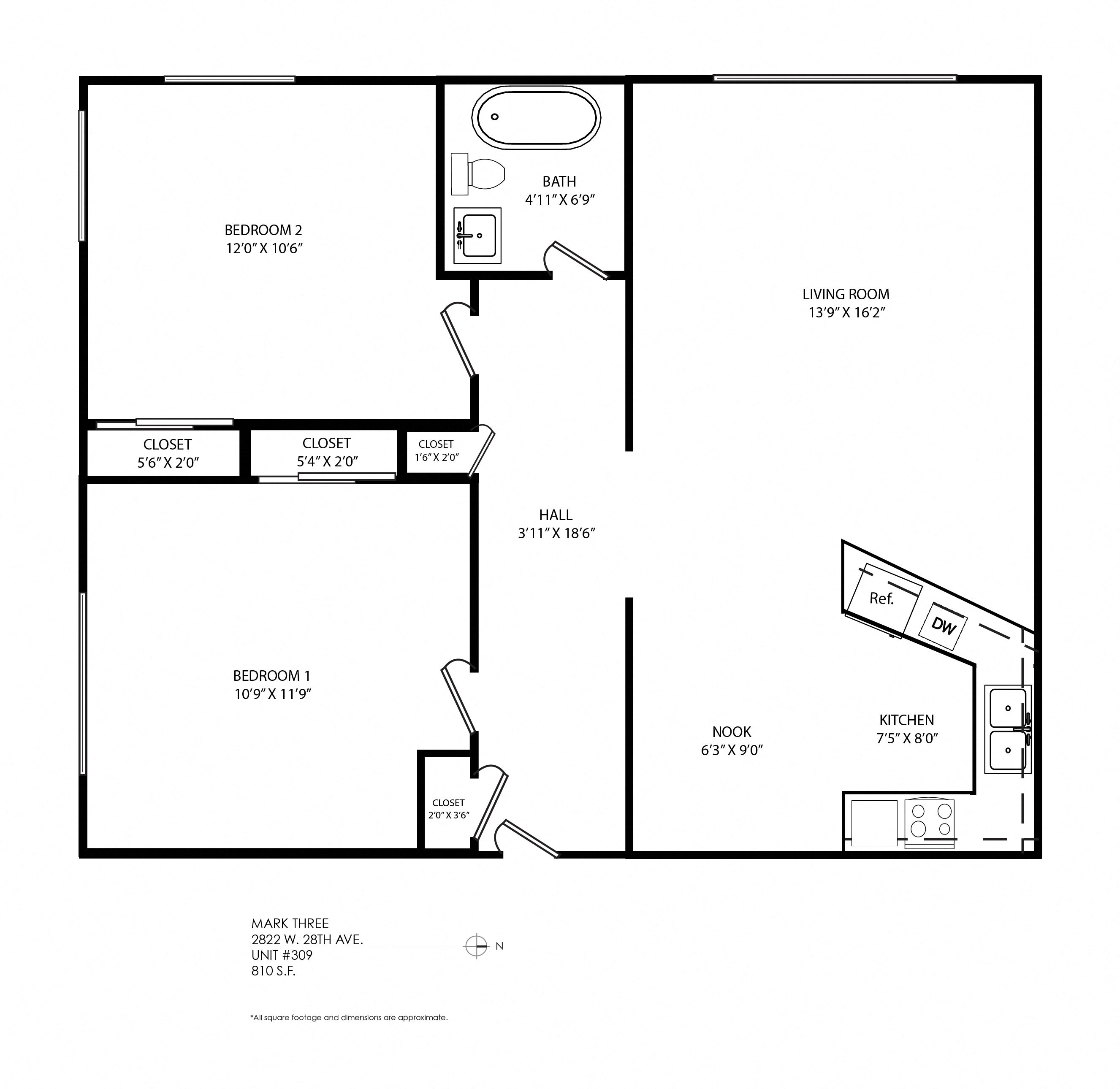 2 Bedroom x 1 Bath