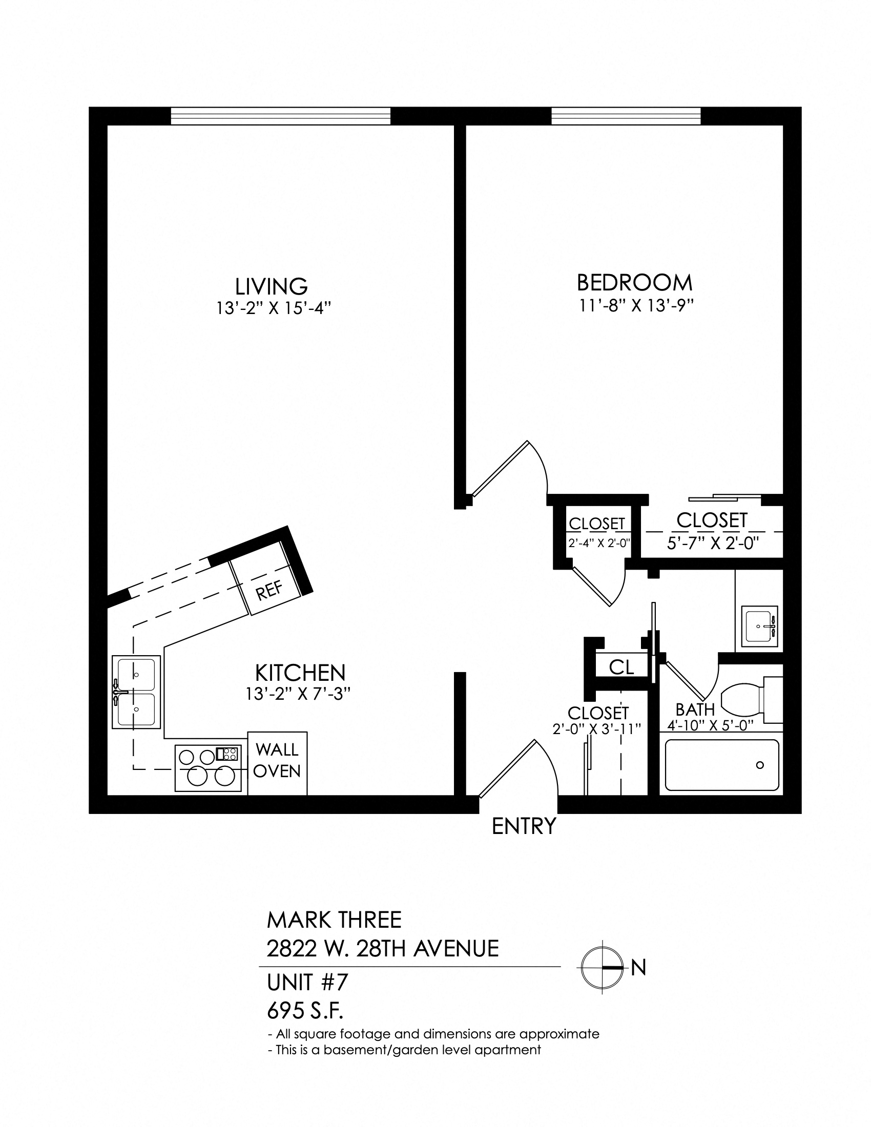 1 Bedroom x 1 Bath Garden Level
