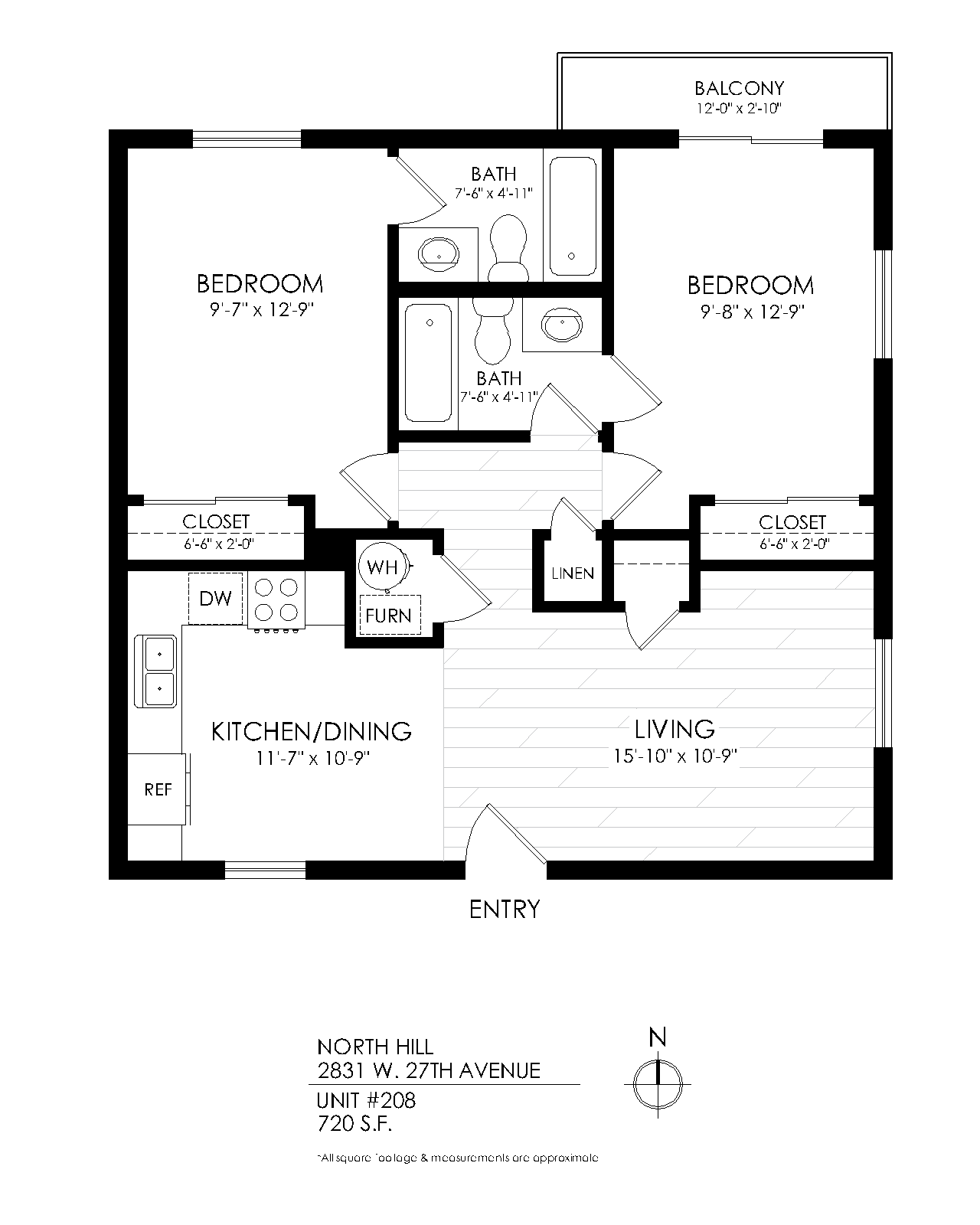 2 bedroom 2 bath with balcony for rent in Denver
