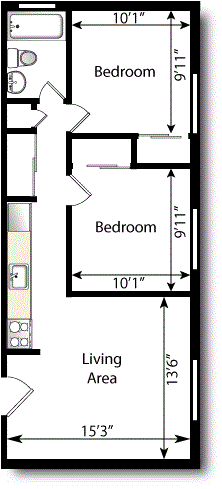 2 Bedrooms, 1 Bath