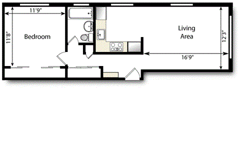 1 bedroom floorplan