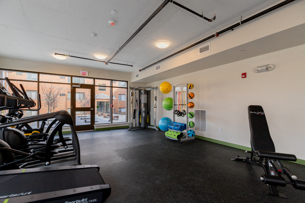 the gym at the preserve at polk apartments
