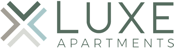 The image is a logo for LUXE Apartments.