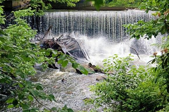 a waterfall on a river