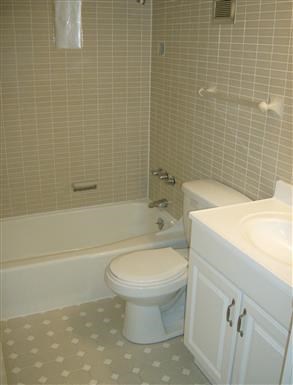 a bathroom with a toilet and a tub and a sink