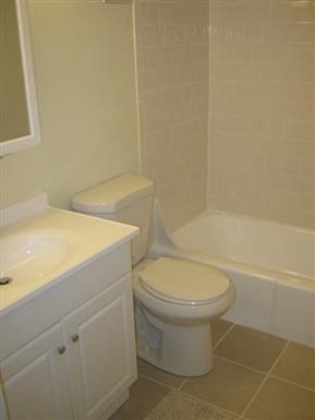 a bathroom with a toilet and a tub and a sink