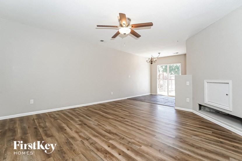 the living room is clean and ready to be staged