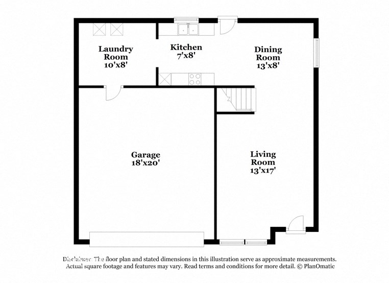 a floor plan of a living room with a bedroom and a dining room and kitchen