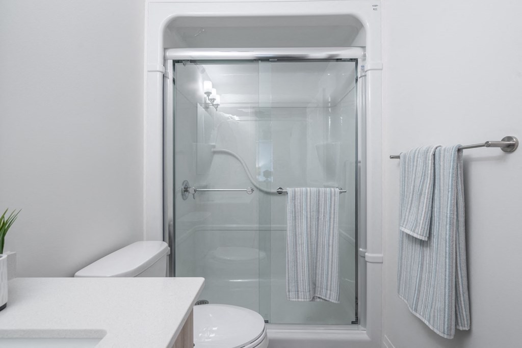 a small bathroom with a shower and a toilet