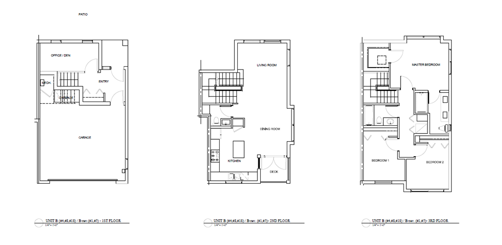 three different views of a floor plan of a house