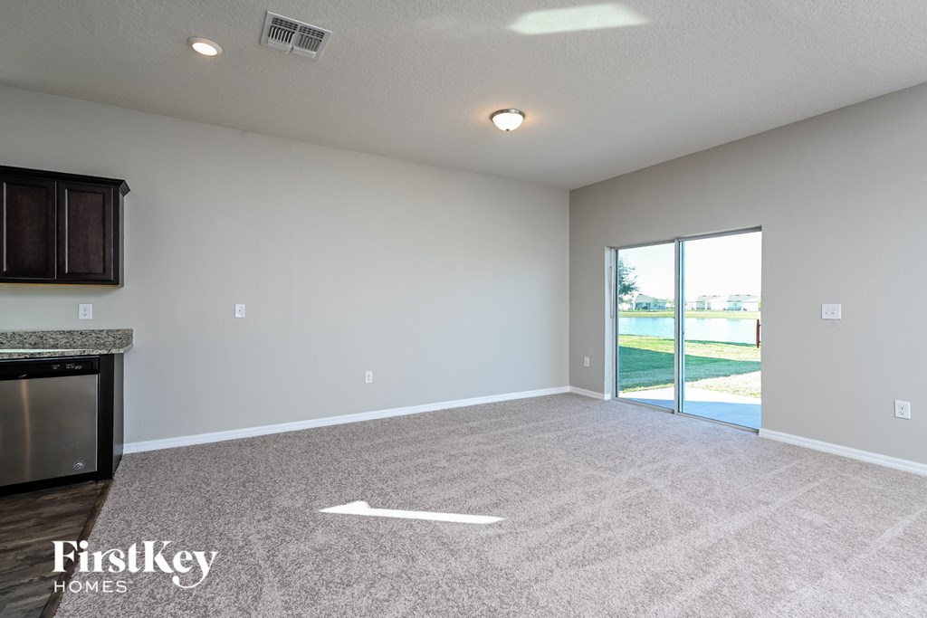 the living room and kitchen are empty and ready for you to use