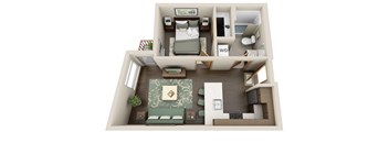 Traditional 1bd 1ba - A Floor Plan at Link Apartment Homes, Seattle, 98126