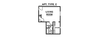 Studio, 1 Bathroom
