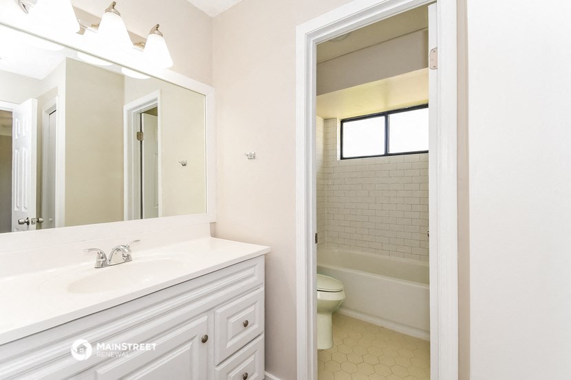 a bathroom with a sink and a toilet and a mirror