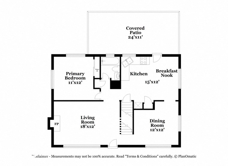 a floor plan of a house with a bedroom and a kitchen