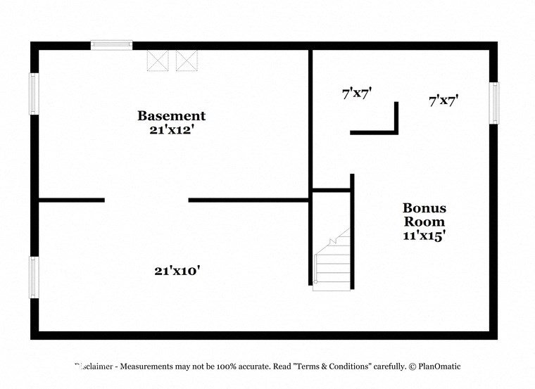 a floor plan of a house with a basement and a bonus room with a stairs