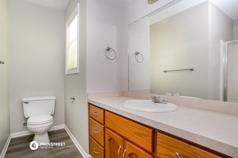a bathroom with a toilet and a sink and a mirror