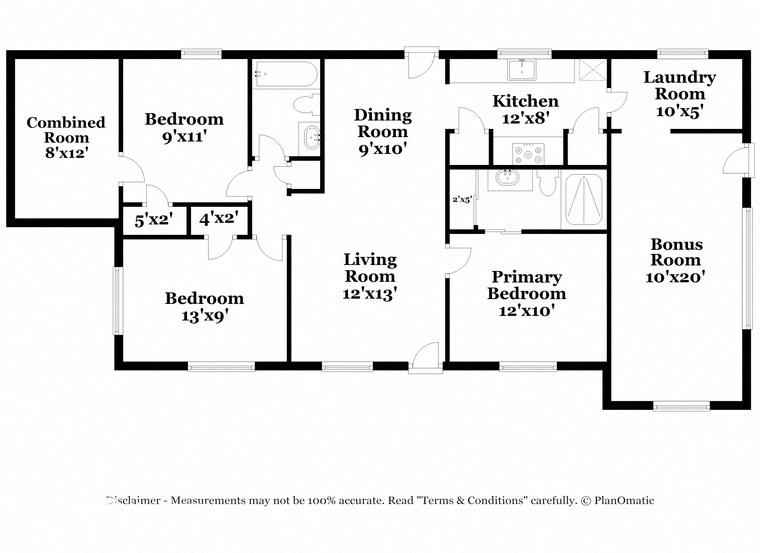 a floor plan of a house with bedrooms and baths and a living room and kitchen