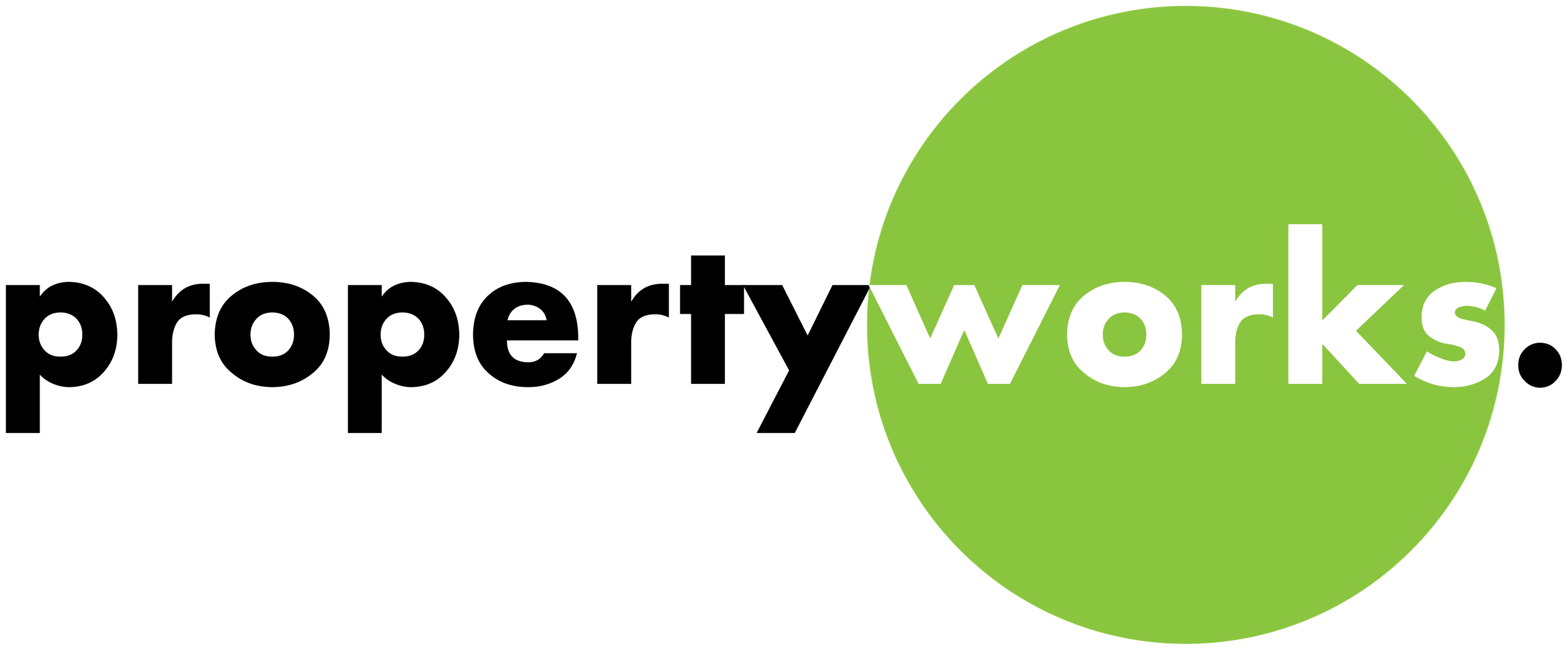 A green circle with the word "works" written in white.