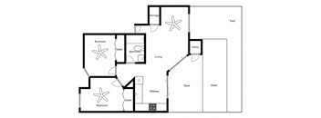 2D Illustration of 2 Bedroom Layout