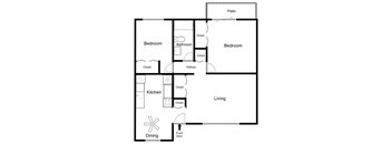 2D Illustration of 2 Bedroom Layout