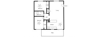 2D Illustration of 2 Bedroom Layout