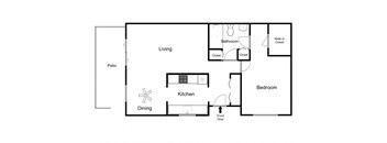 2D Illustration of 1 Bedroom Layout