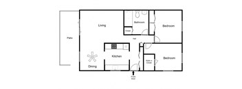 2D Illustration of 2 Bedroom Layout