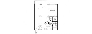2D Illustration of 1 Bedroom Layout
