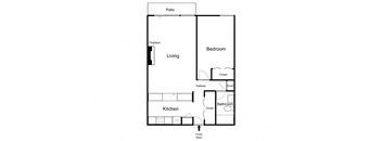 2D Illustration of 1 Bedroom Layout