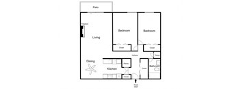2D Illustration of 2 Bedroom Layout