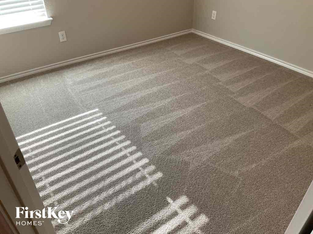 a carpeted room with shadows on the floor