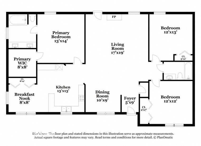 a floor plan of a house with bedrooms and a living room and a dining room