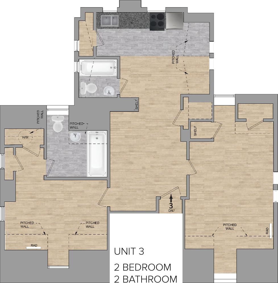 a floor plan of a house with a bedroom and a bathroom