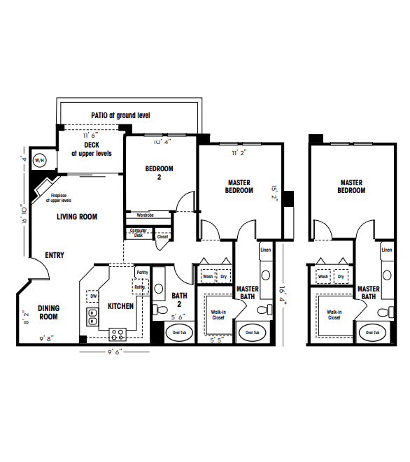 2 bed 2 bath floor plan A at Canyon Crest, California