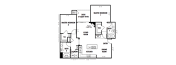 2 bed 2 bath floor plan C at Canyon Crest, Riverside, 92507