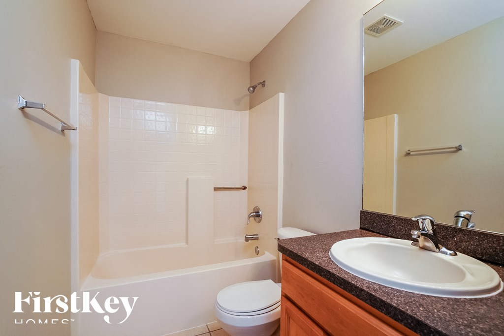 a bathroom with a sink and a toilet and a shower
