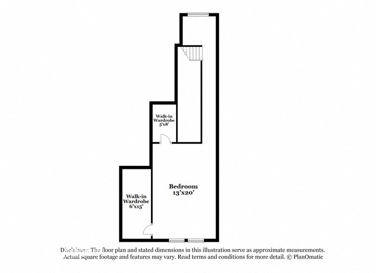 this diagram shows the floor plan for a bedroom with a bathroom and a balcony