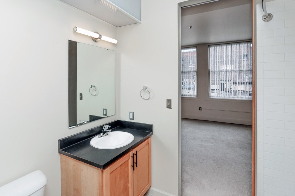 Bathroom at The Kales Building Apartments in Detroit, MI