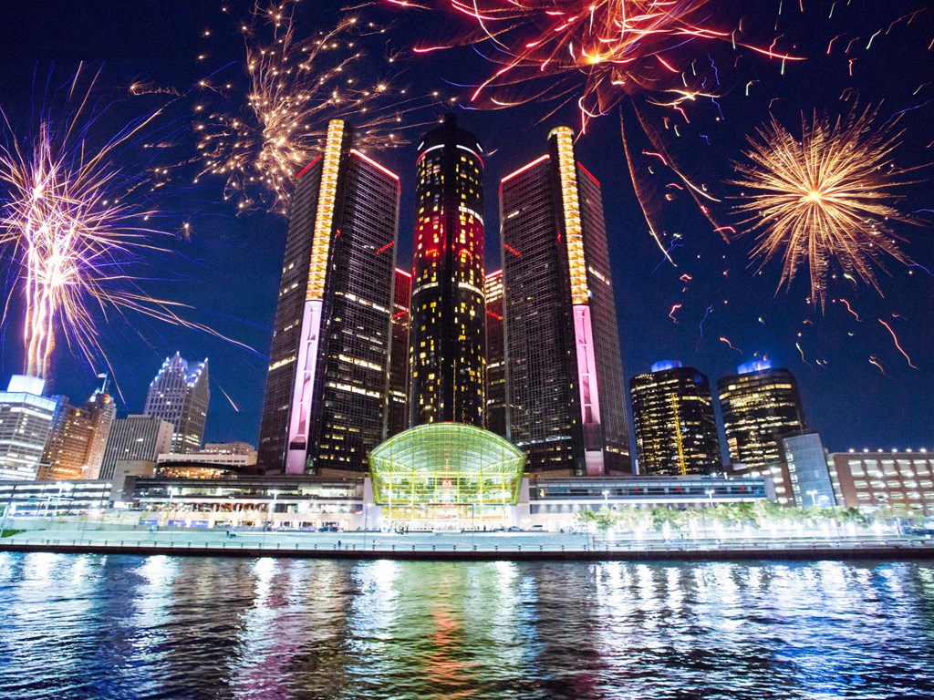 Detroit, Michigan waterfront near The Kales Building Apartments