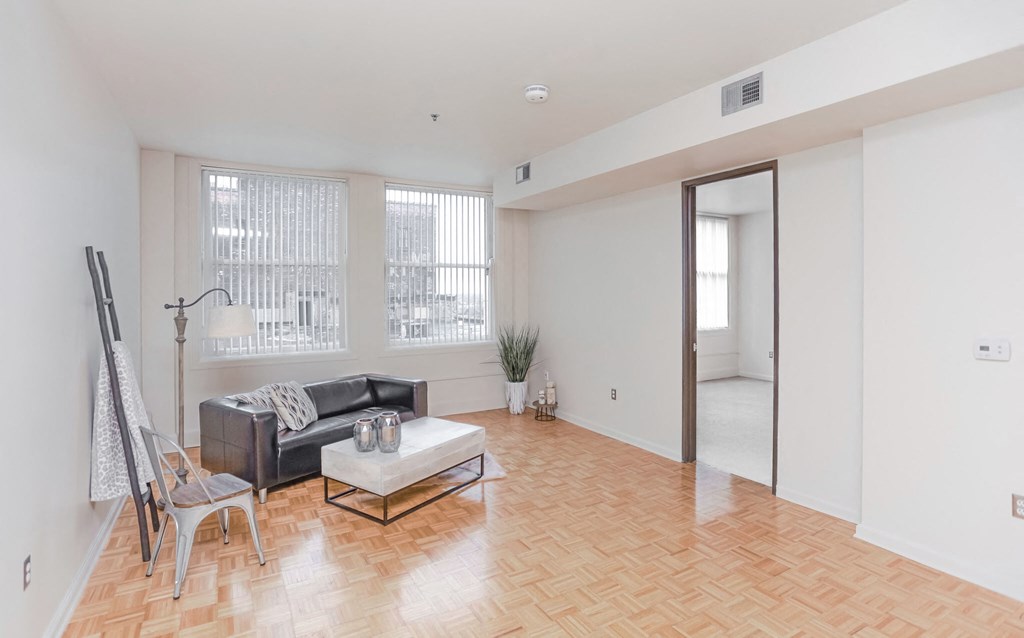 Living Room at The Kales Building Apartments in Detroit, MI